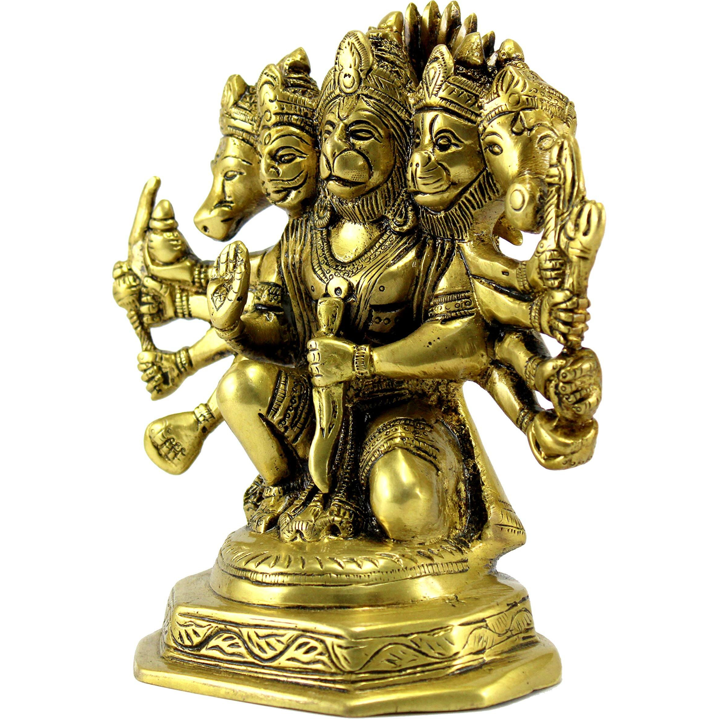 ESPLANADE Brass Panchmukhi Hanuman Anjaneya Pavan Putra Bajrangbali Idol Murti Moorti Statue (7 Inch)