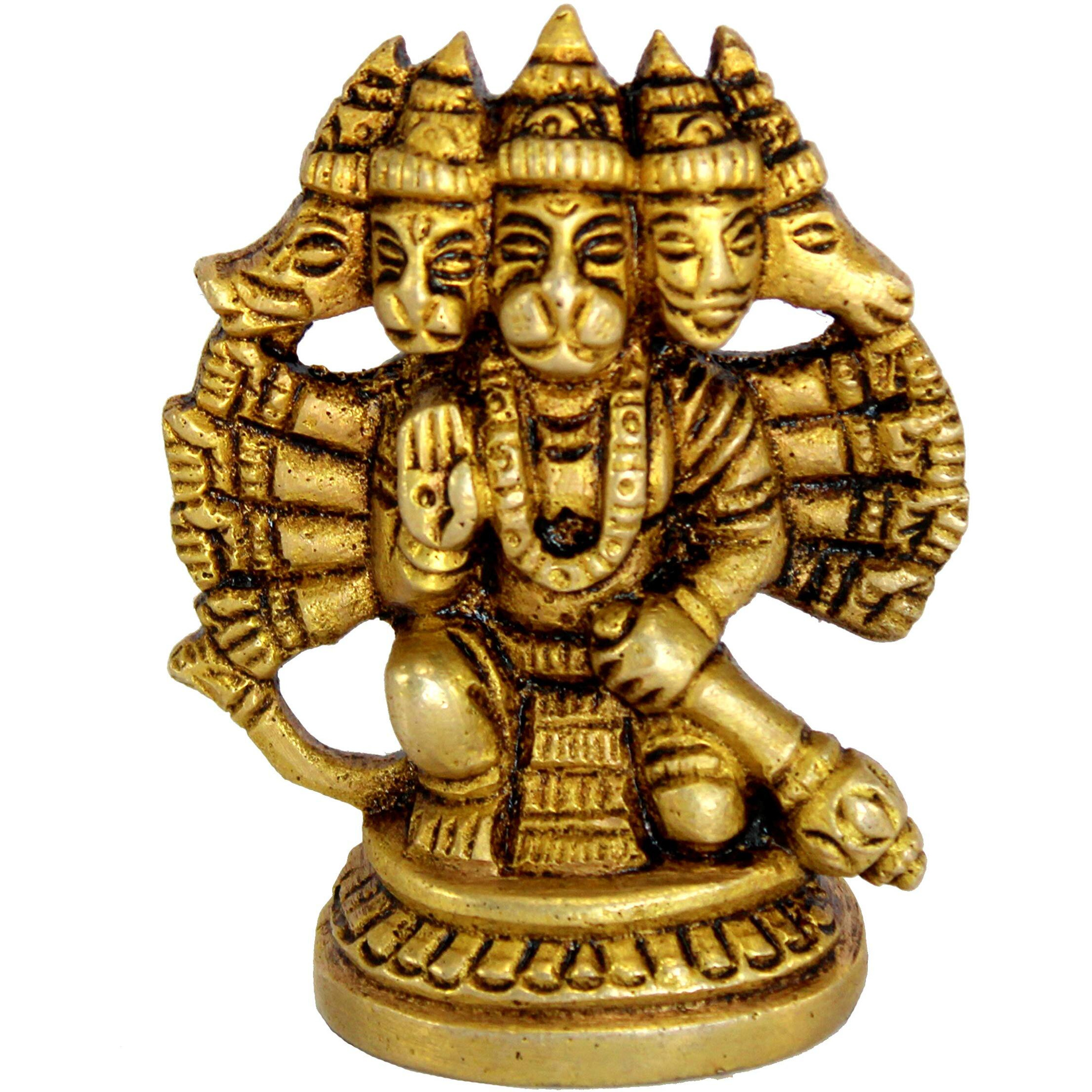 ESPLANADE Brass Panchmukhi Hanuman Anjaneya Pavan Putra Bajrangbali Idol Murti Moorti Statue (2.5 Inch)