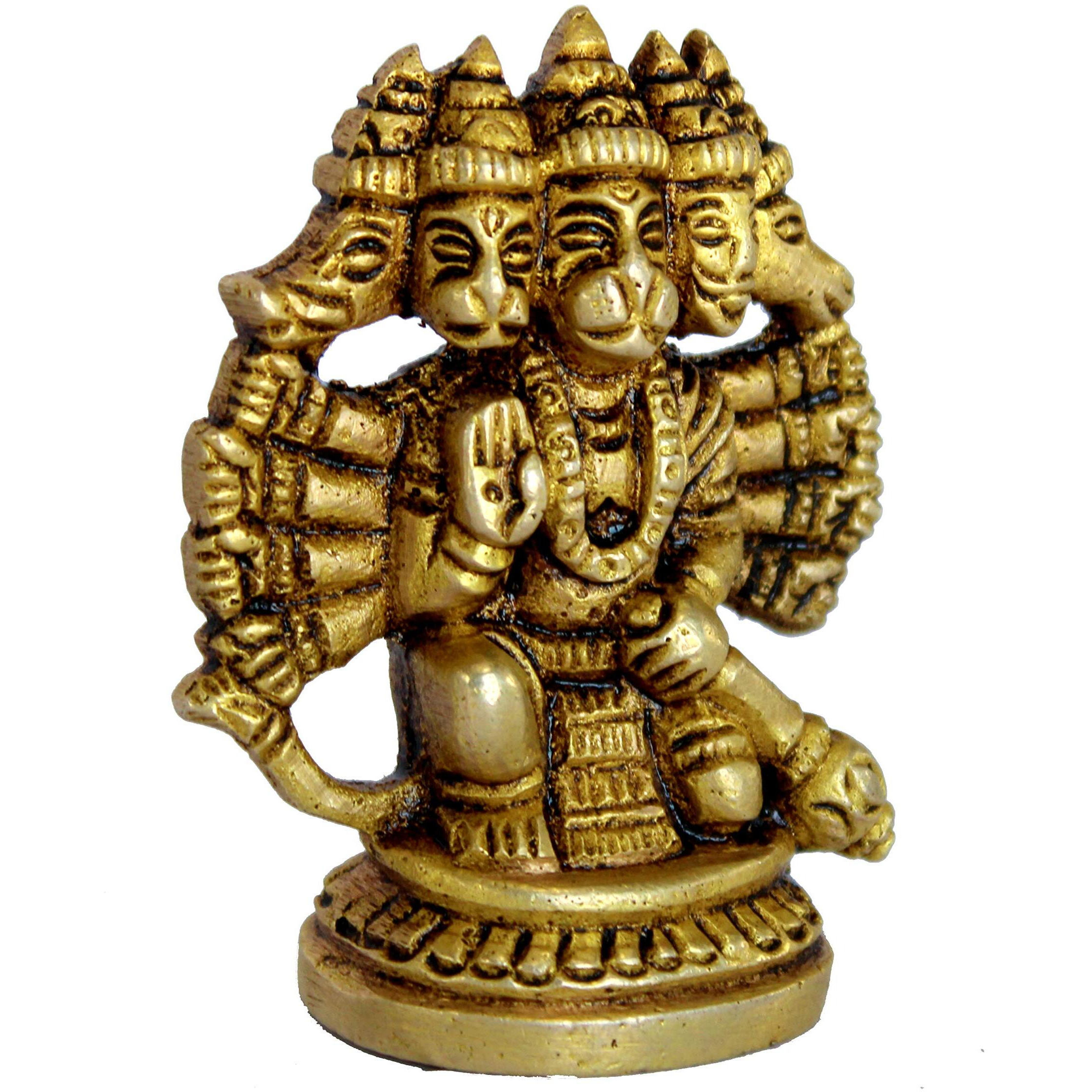 ESPLANADE Brass Panchmukhi Hanuman Anjaneya Pavan Putra Bajrangbali Idol Murti Moorti Statue (2.5 Inch)