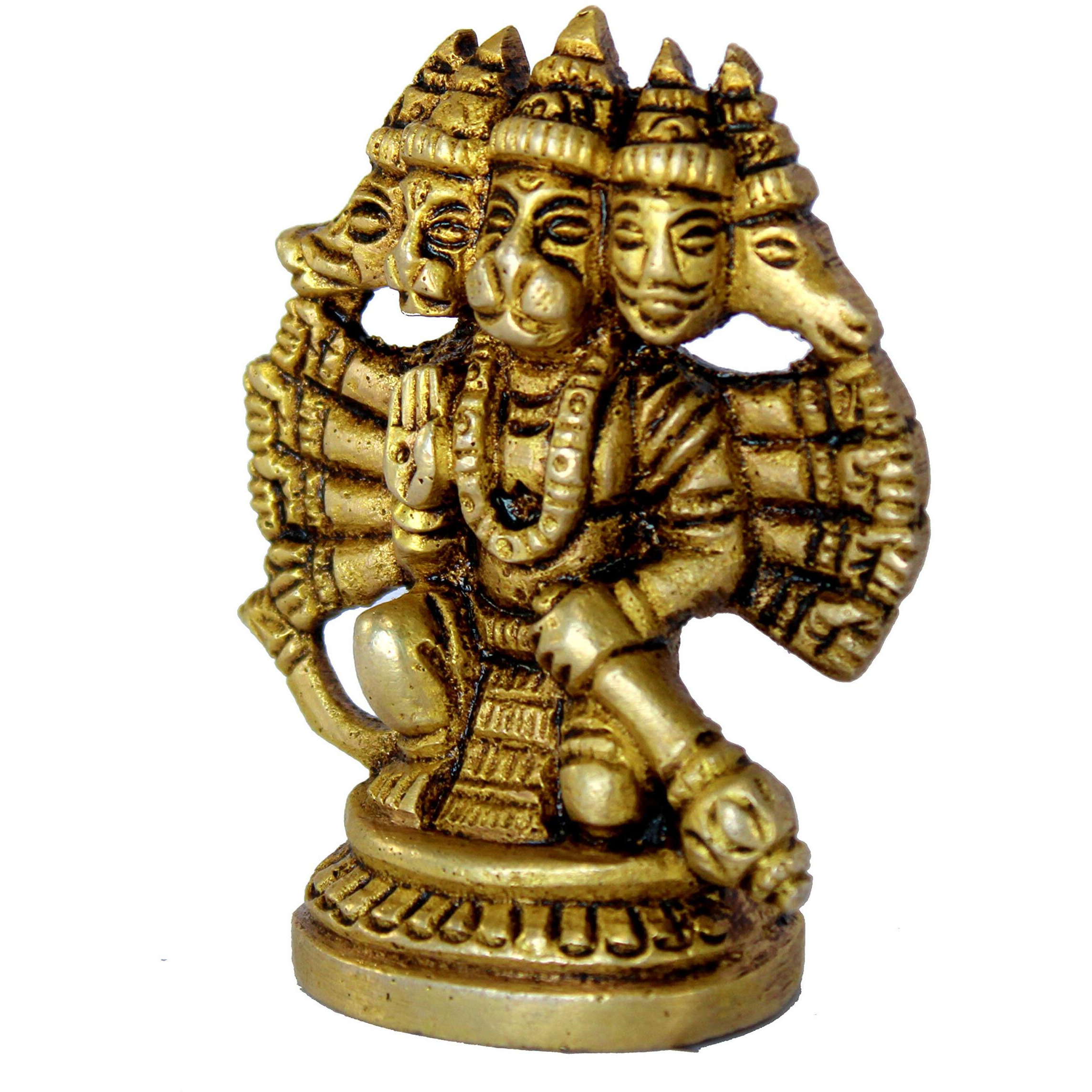 ESPLANADE Brass Panchmukhi Hanuman Anjaneya Pavan Putra Bajrangbali Idol Murti Moorti Statue (2.5 Inch)