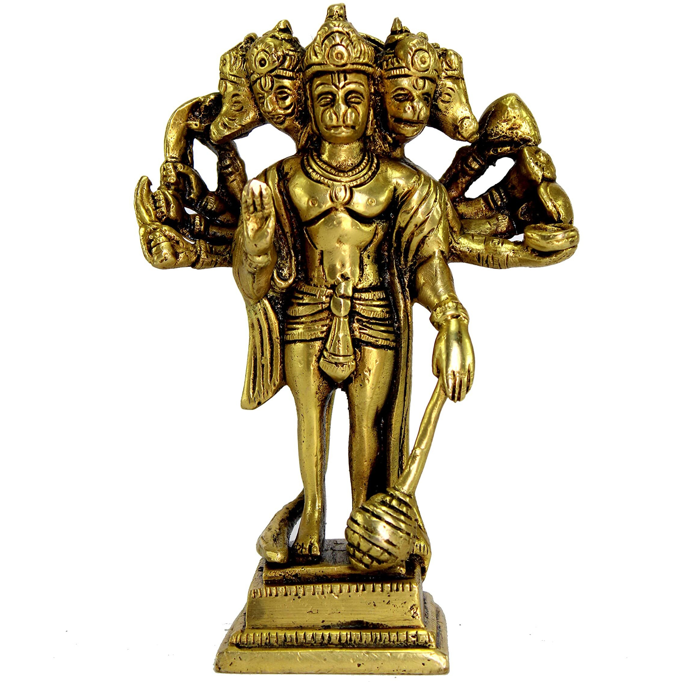 ESPLANADE Brass Panchmukhi Hanuman Anjaneya Pavan Putra Bajrangbali Idol Murti Moorti Statue (6.5 Inch)