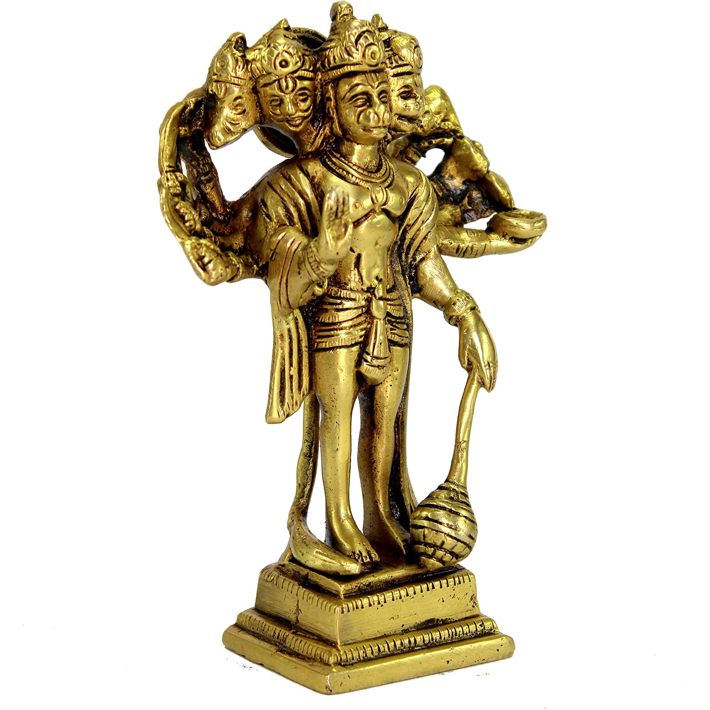 ESPLANADE Brass Panchmukhi Hanuman Anjaneya Pavan Putra Bajrangbali Idol Murti Moorti Statue (6.5 Inch)