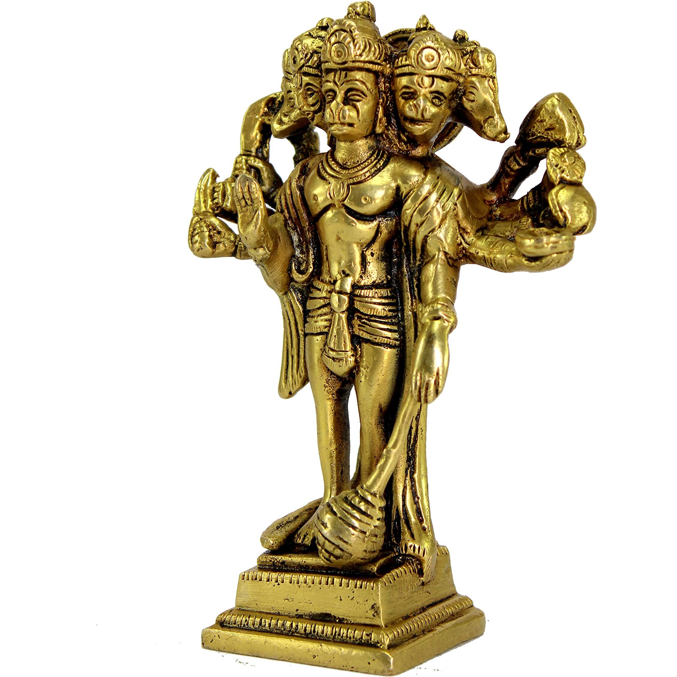 ESPLANADE Brass Panchmukhi Hanuman Anjaneya Pavan Putra Bajrangbali Idol Murti Moorti Statue (6.5 Inch)