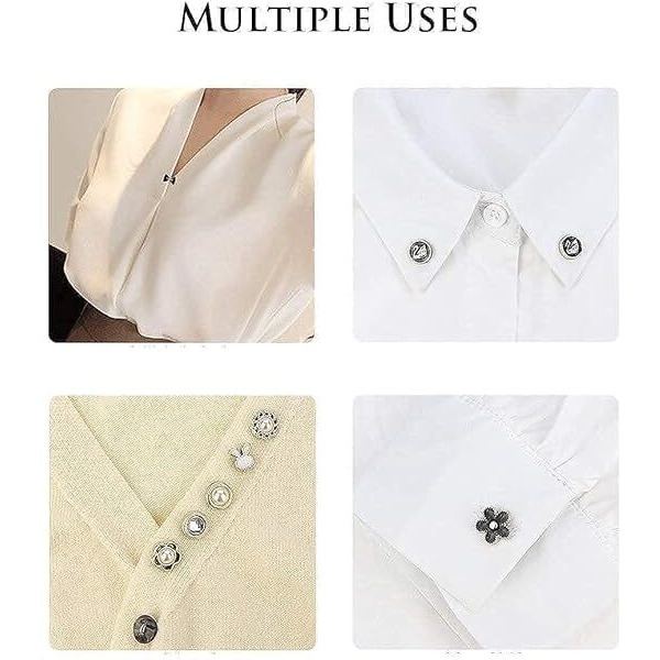 ARLICORPING 20Pcs Women Shirt Brooch Buttons Pearl No Sew Button Pins Instant Button Jeans Button Pins Women Shirt Safety Brooch (BROOCH BUTTON_PK_I)