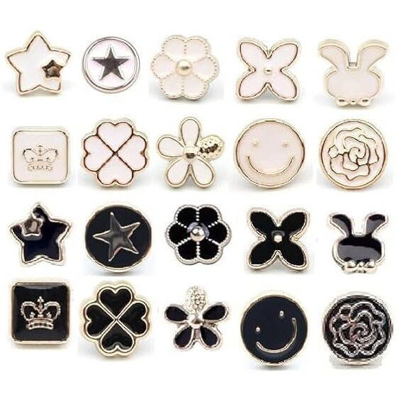 ARLICORPING 20Pcs Women Shirt Brooch Buttons Pearl No Sew Button Pins Instant Button Jeans Button Pins Women Shirt Safety Brooch (BROOCH BUTTON_PK_H)