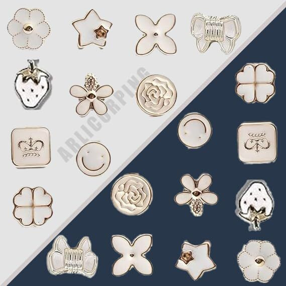 ARLICORPING 20Pcs Women Shirt Brooch Buttons Pearl No Sew Button Pins Instant Button Jeans Button Pins Women Shirt Safety Brooch (BROOCH BUTTON_PK_A)