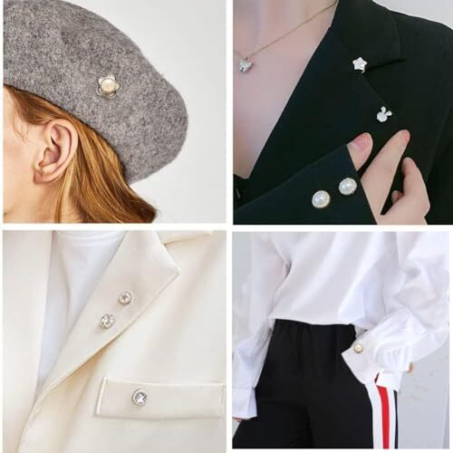 ARLICORPING 20Pcs Women Shirt Brooch Buttons Pearl No Sew Button Pins Instant Button Jeans Button Pins Women Shirt Safety Brooch (BROOCH BUTTON_PK_A)