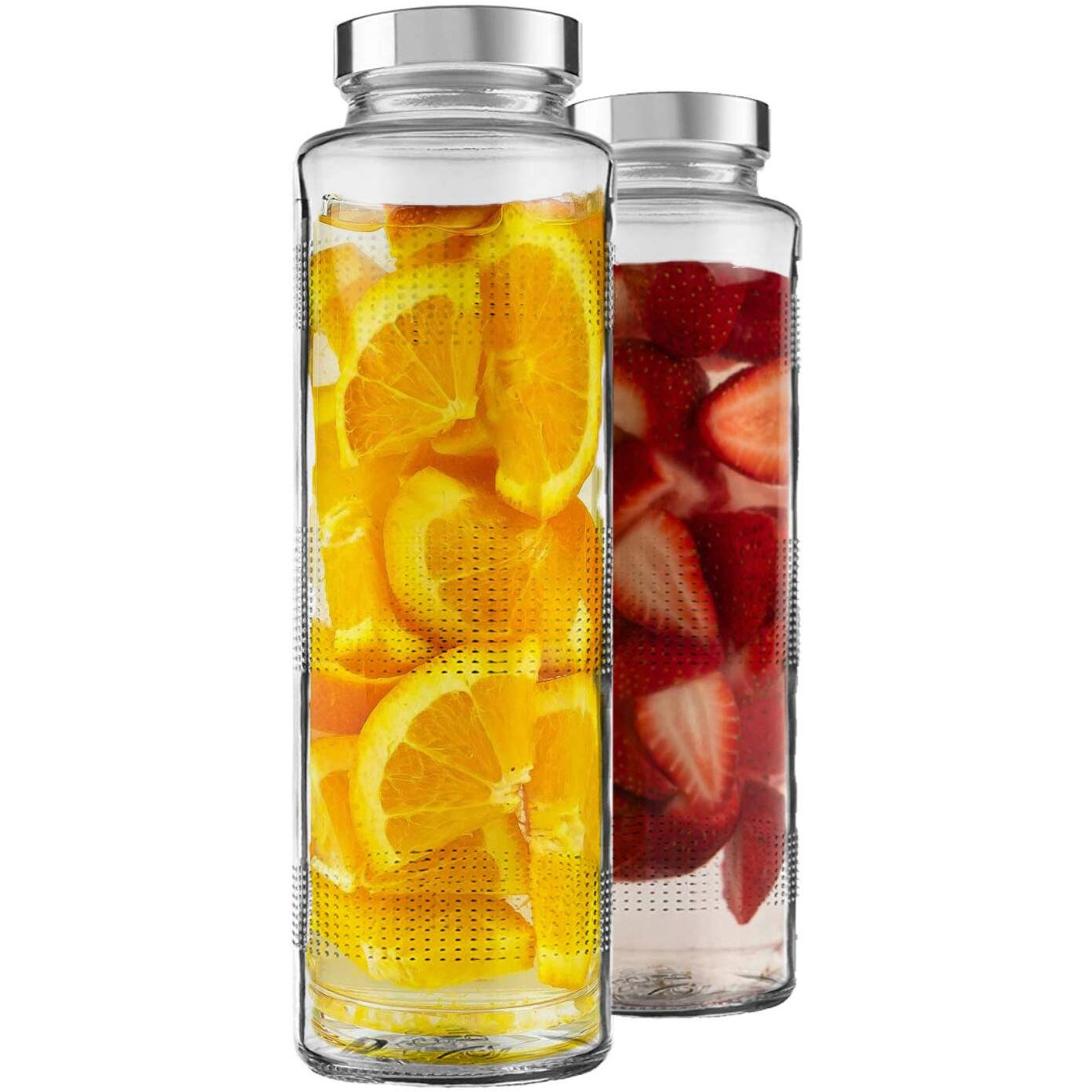 CLOUDMART Glass Water Bottle with Leak-Proof Airtight Stainless Steel Lid for Water, Smoothie, Juices - Reusable Travel Glass Drinking Fridge Bottles - 750ml (Set Of 2)