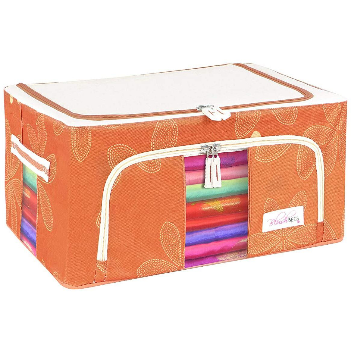 BlushBees Living Box - Storage Boxes for Clothes, Shirts, Saree Cover - 24 Litre, Pack of 1, Orange (Oxford fabric)