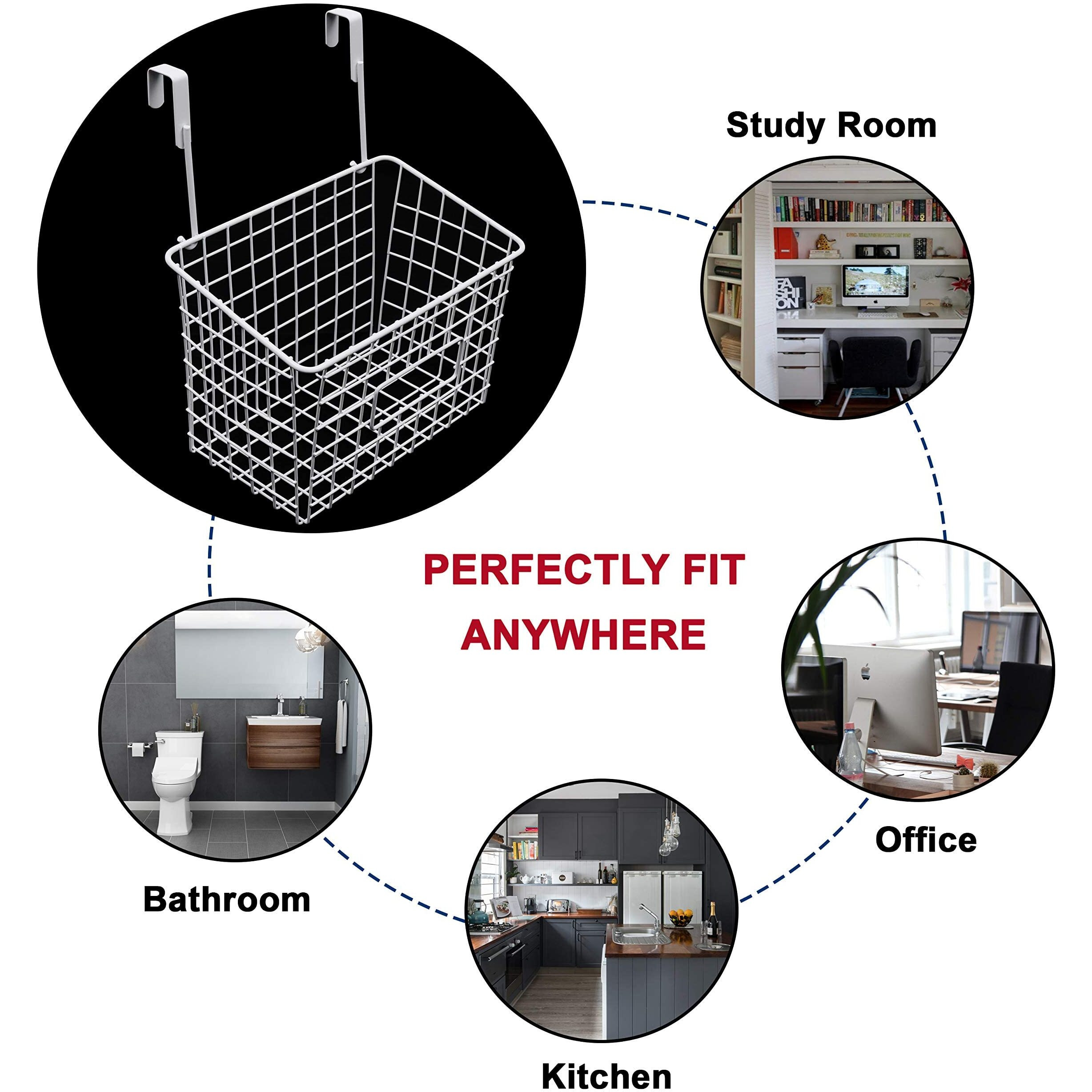 Livzing Multi-Functional Alloy Steel Compact Over The Cabinet Organizer Door Hanging Rack Shelf - Hanging Cabinet Storage Organizer Bin for Kitchen - (White, Hanging Shelves)