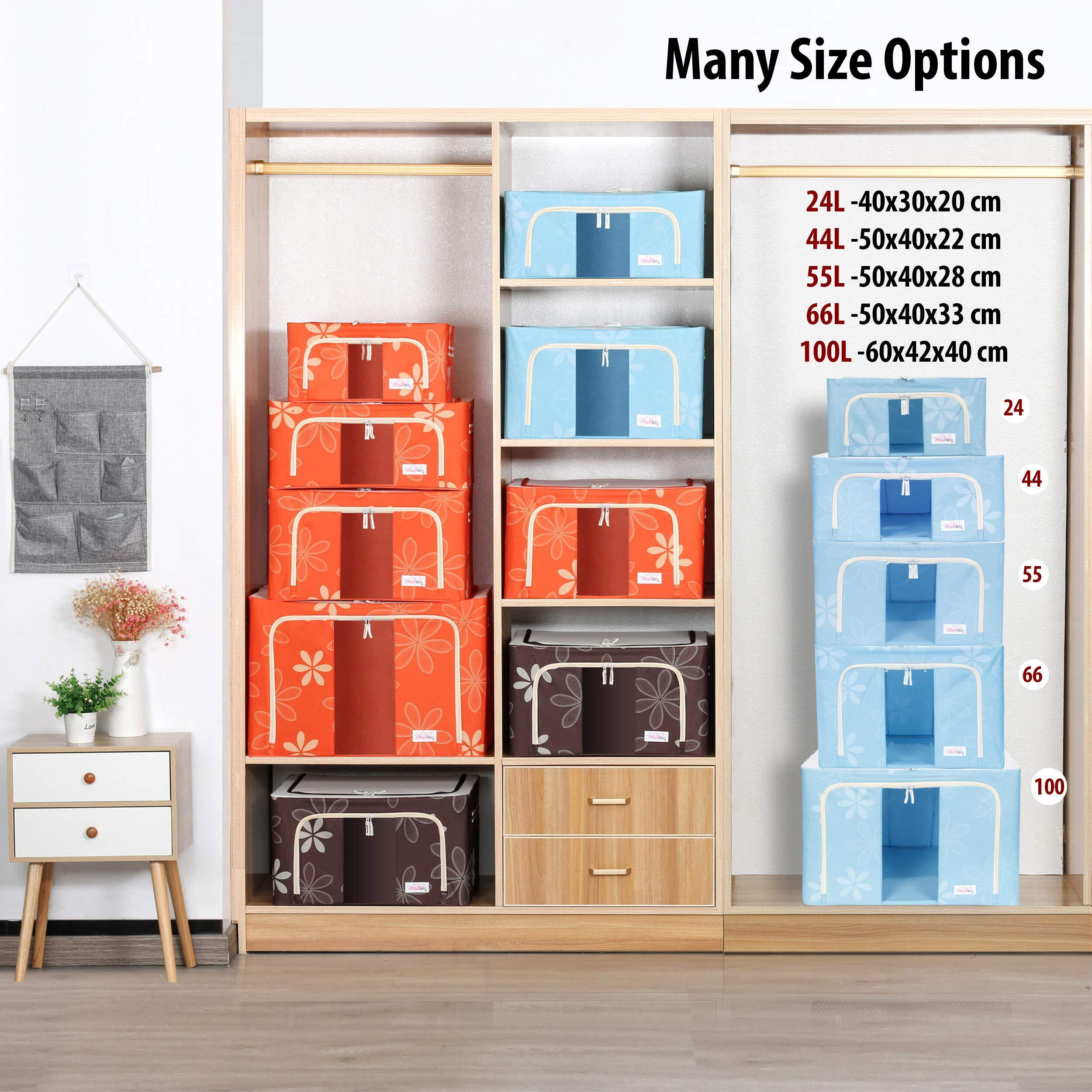 BlushBees Living Box - 600D Oxford Fabric Storage Boxes for Clothes, Shirts, Saree Cover - 24 Litre, Pack of 2, Blue