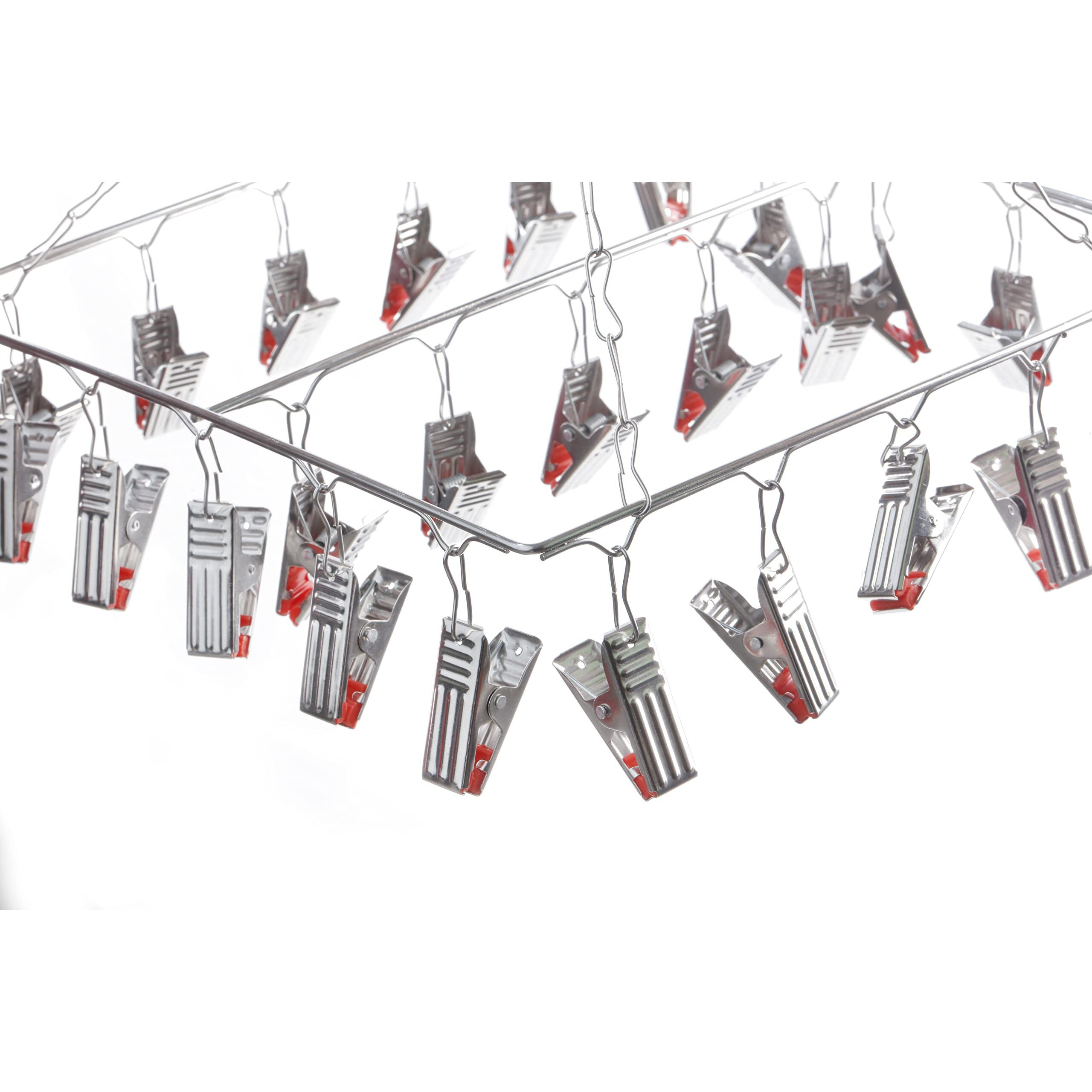 WEWEL Deluxe Square Stainless Steel Clothes Drying Hanger - Oreo Clips Heavy Quality Rust Free Pegs for Diapers, Hosiery, Socks, Undergarments, and Infant Clothes 25 pc