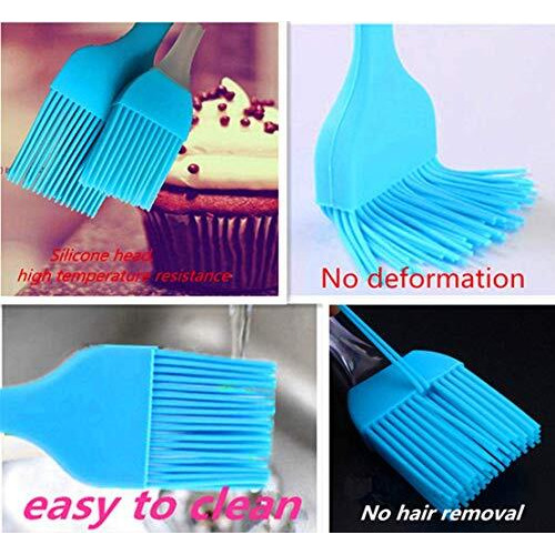 P-Plus International Silicone Basting Brush Set,Stainless Steel Basting Brush with Silicone Bristles for BBQ/Grilling/Pastry Kitchen Oil Brush for Dosa Tawa Pastry Brush (Pack 1(8 inch) Silicone Blue)