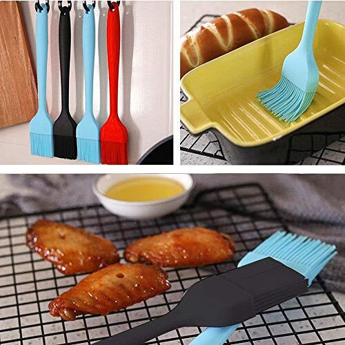 P-Plus International Silicone Basting Brush Set,Stainless Steel Basting Brush with Silicone Bristles for BBQ/Grilling/Pastry Kitchen Oil Brush for Dosa Tawa Pastry Brush (Pack 1(8 inch) Silicone Blue)