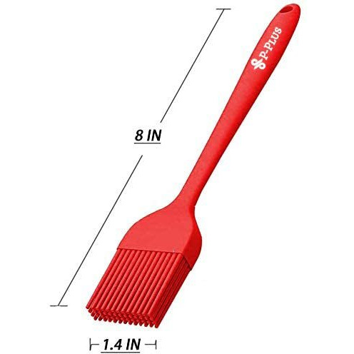 P-Plus International Silicone Basting Brush Set,Stainless Steel Basting Brush with Silicone Bristles for BBQ/Grilling/Pastry Kitchen Oil Brush for Dosa Tawa Pastry Brush (Pack 1(8 inch) Silicone Red)