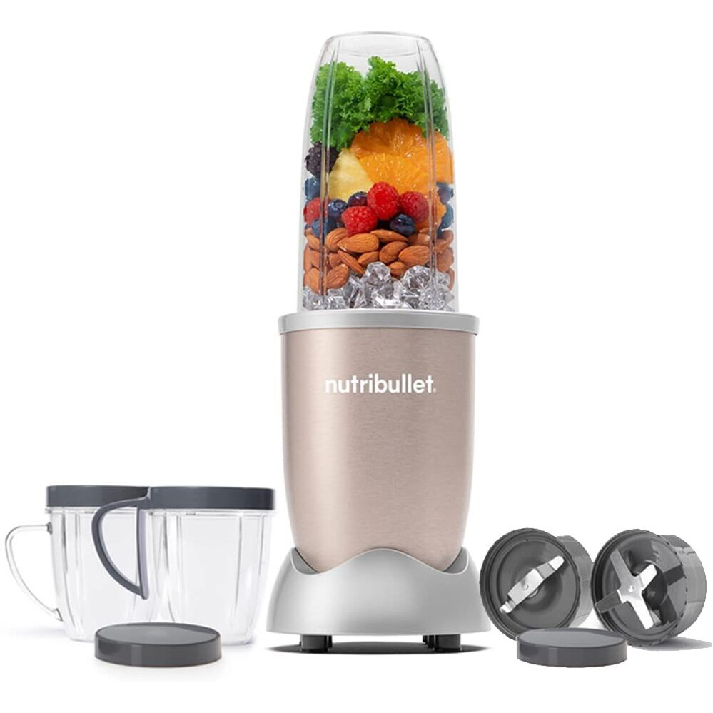 Nutribullet Pro 900W Champagne Gold, 12 Pcs Set, Usa 1 Mixer / Grinder / Smoothie Maker, The Original , Food Processor, Best Blender, 3 Unbreakable Jars, 2 Blade Set (Wet & Dry) - 900 Watts