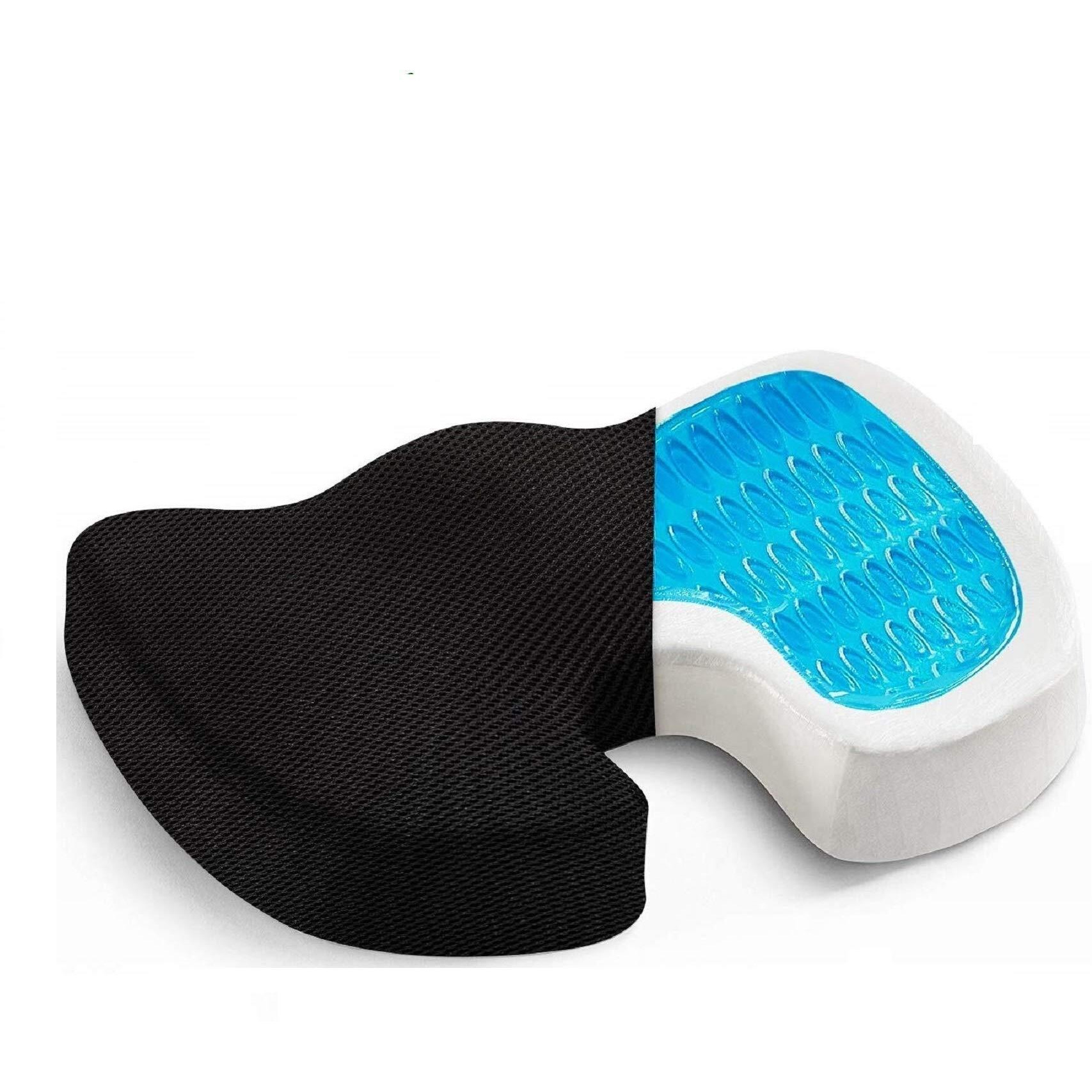 obliq Orthopaedic Coccyx Pillow Tailbone Seat Cushion with Cooling Gel High Density Memory Foam to Relieve Sciatica, Back Pain Relief for Chair, Wheel Chair, Car (Black)