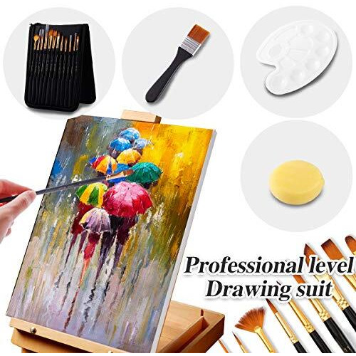 REHTRAD 12 Pieces Artist Painting Brush Set Includes Zippered Carrying Case and Knife and Palette and Paint Brush and Sponge for Acrylic (12) (Mix Set (12 Brushes), Black)