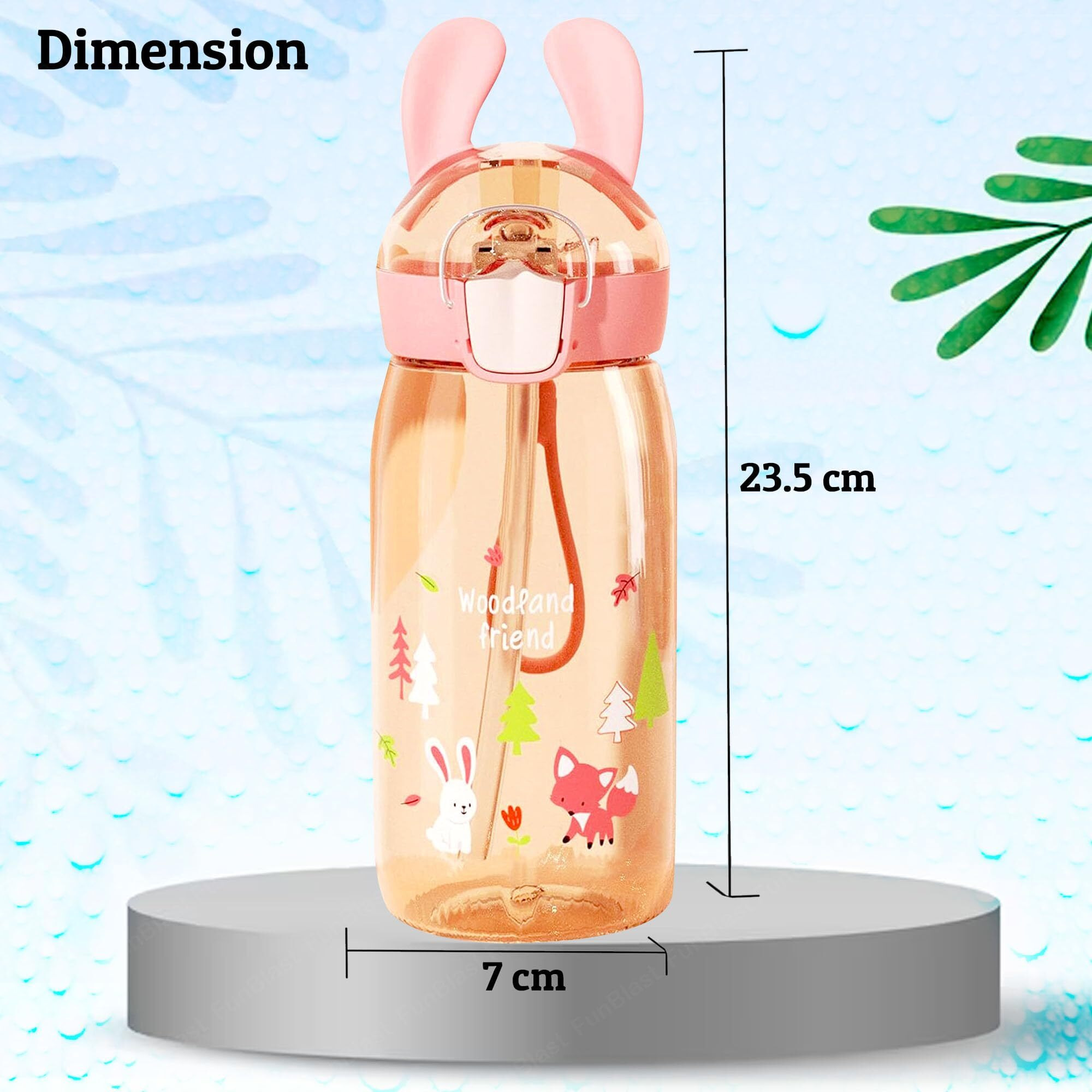 FunBlast Tritan Water Bottle For Kids, Cute Design Water Bottle With Sipper, Sipper Bottle For Kids -Anti-Leak Kids Cartoon Water Bottle For Kids - 550 Ml (Rabbit)