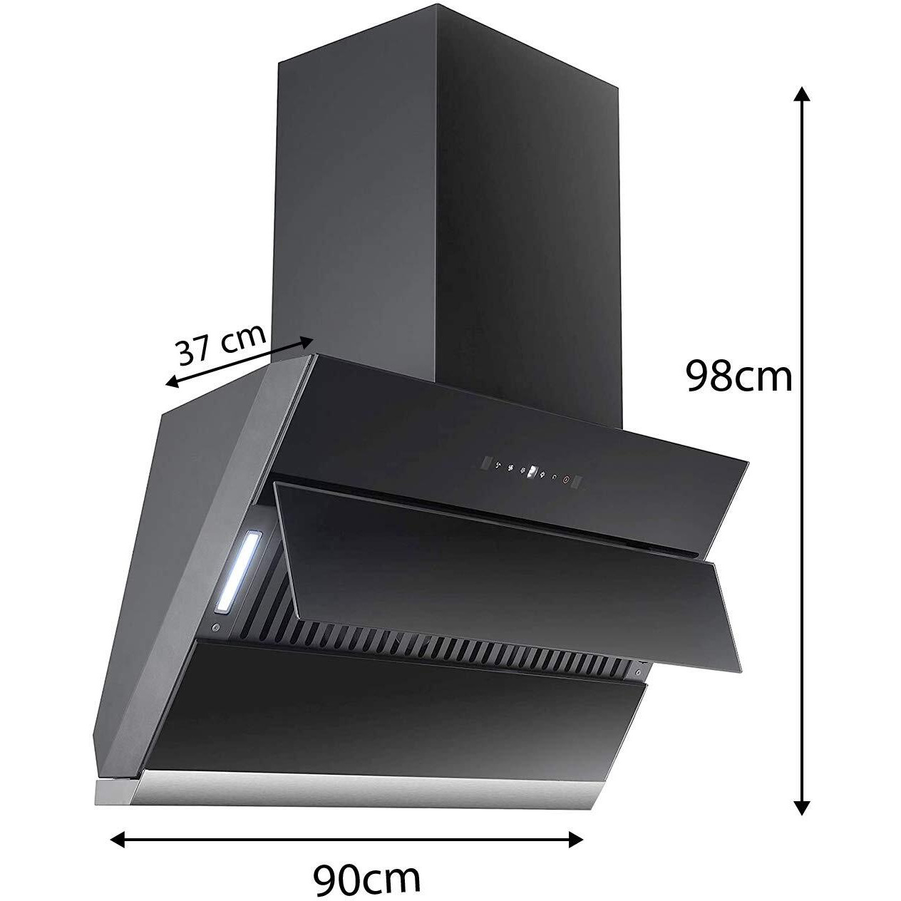 Faber 90 cm 1350 m/HR Auto-Clean Angular Kitchen Chimney (Hood Zenith FL SC AC BK 90, Filterless Technology, Touch Control, Black)