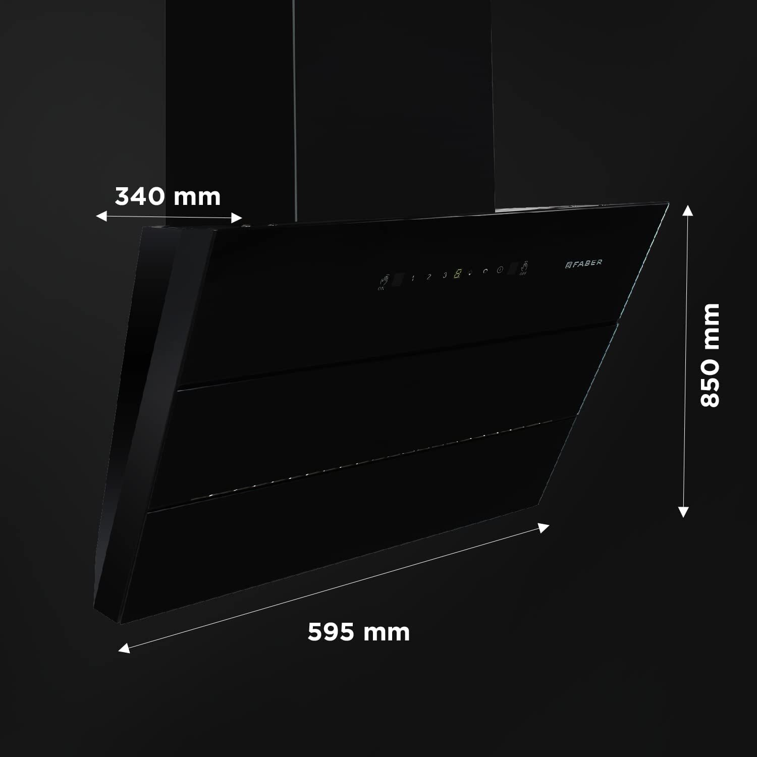 Faber 60 cm 1350 m/hr Slant, Filterless Auto Clean Chimney,12Yr Warranty on Motor (2Yr Comprehensive), Itailan Design, (HOOD BLISS FL SC AC BK 60, Touch & Gesture Control, Black)