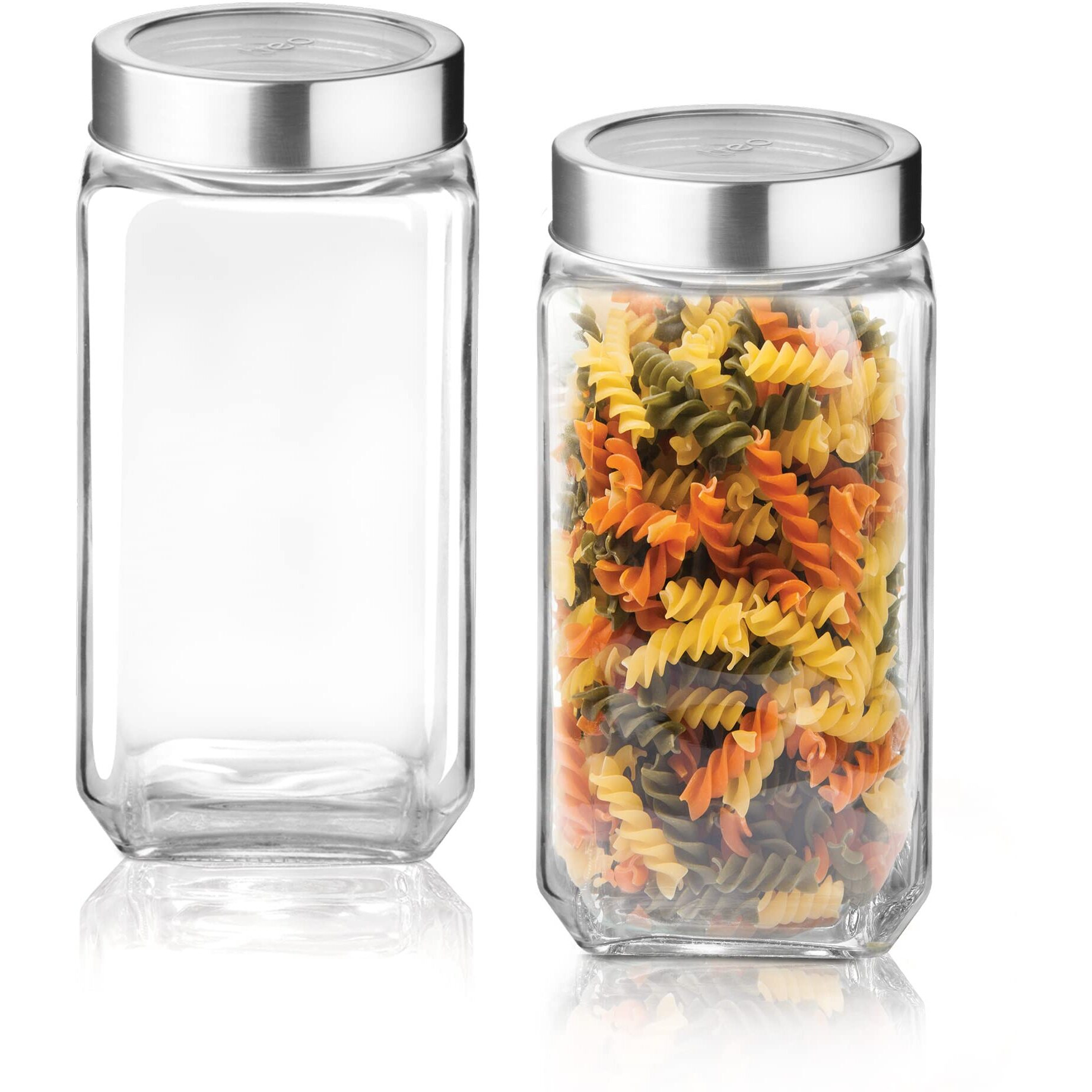 Treo By Milton Cube Storage Glass Jar, Set of 2, 1000 ml Each, Transparent | BPA Free | Storage Jar | Kitchen Organizer Modular | Multipurpose Jar