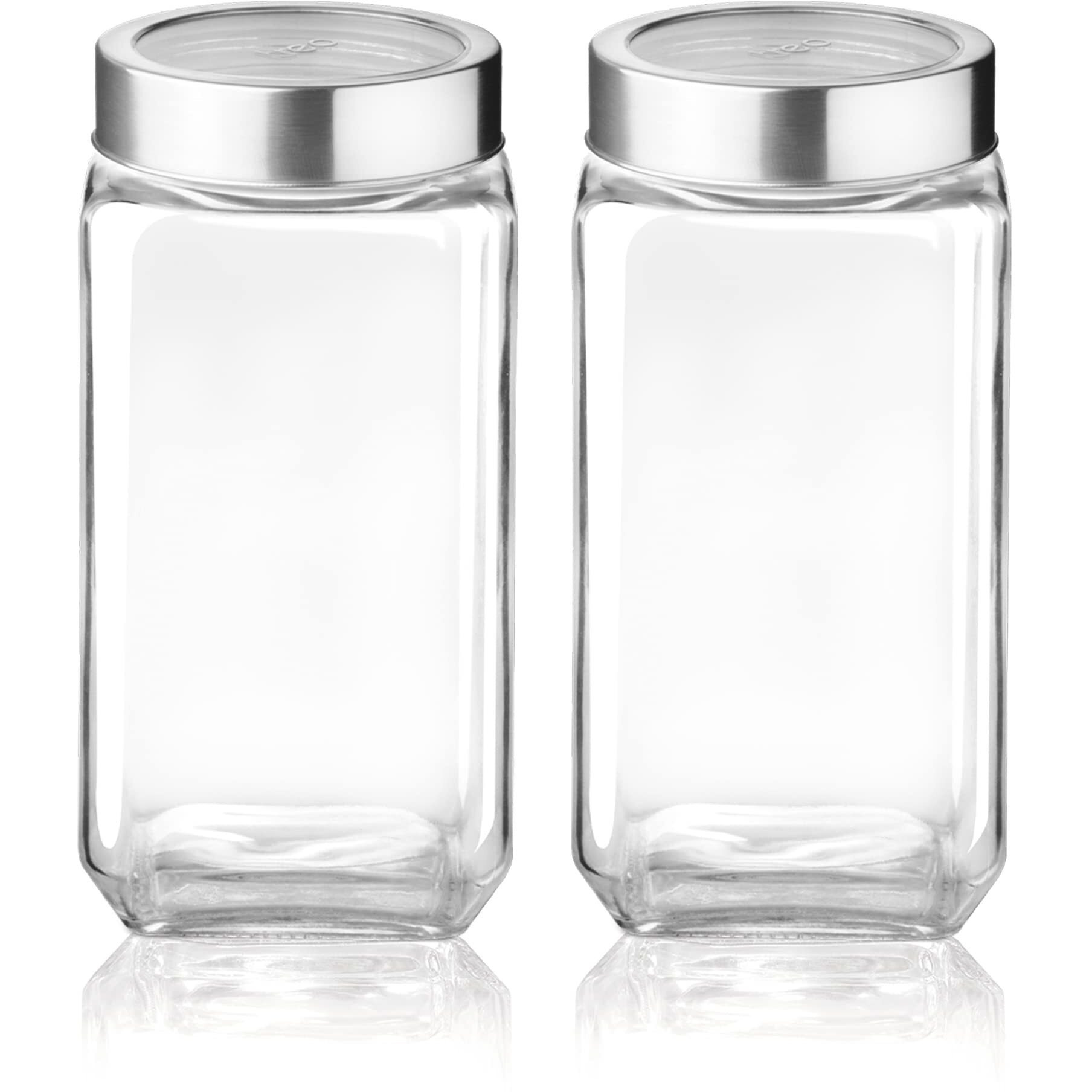 Treo By Milton Cube Storage Glass Jar, Set of 2, 1000 ml Each, Transparent | BPA Free | Storage Jar | Kitchen Organizer Modular | Multipurpose Jar