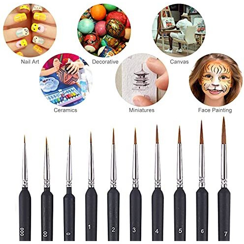 AstonAndiaMiniature Paint Plastic Brushes, Detail Fine Tip Paint Brushes Set with Ergonomic Handle - Suitable for Acrylic Painting, Oil, Face, Nail, Scale Model Painting