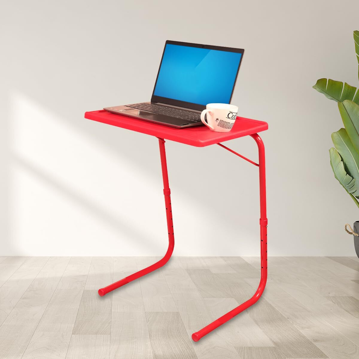 TABLE MAGIC - Laptop Table Matte Finish, Lapdesk, Multipurpose Table, Utility Table, Height Adjustable Table, Work At Home Table, Study Table, Kids Study Table (Table Magic Cherry Red, Large)