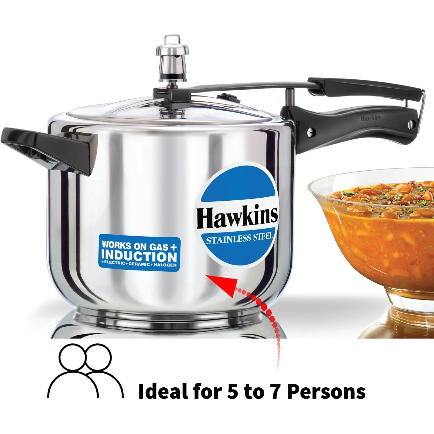 Hawkins 5 Litre Pressure Cooker, Stainless Steel Cooker, Induction Cooker, Silver (HSS50) - Inner Lid