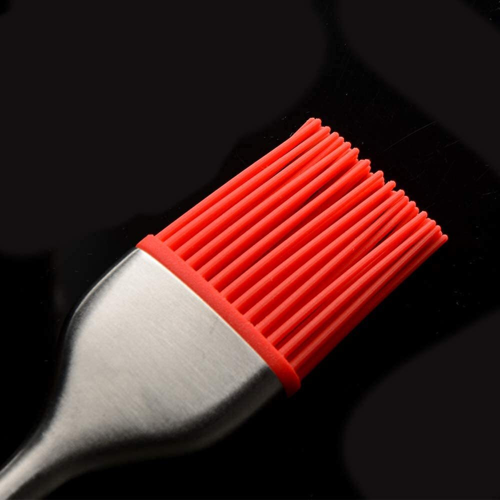 P-Plus International Silicone Basting Brush Set,Stainless Steel Basting Brush with Silicone Bristles for BBQ/Grilling/Pastry/Turkey Baster, Marinating Brush (Pack 1(9 inch) Red)