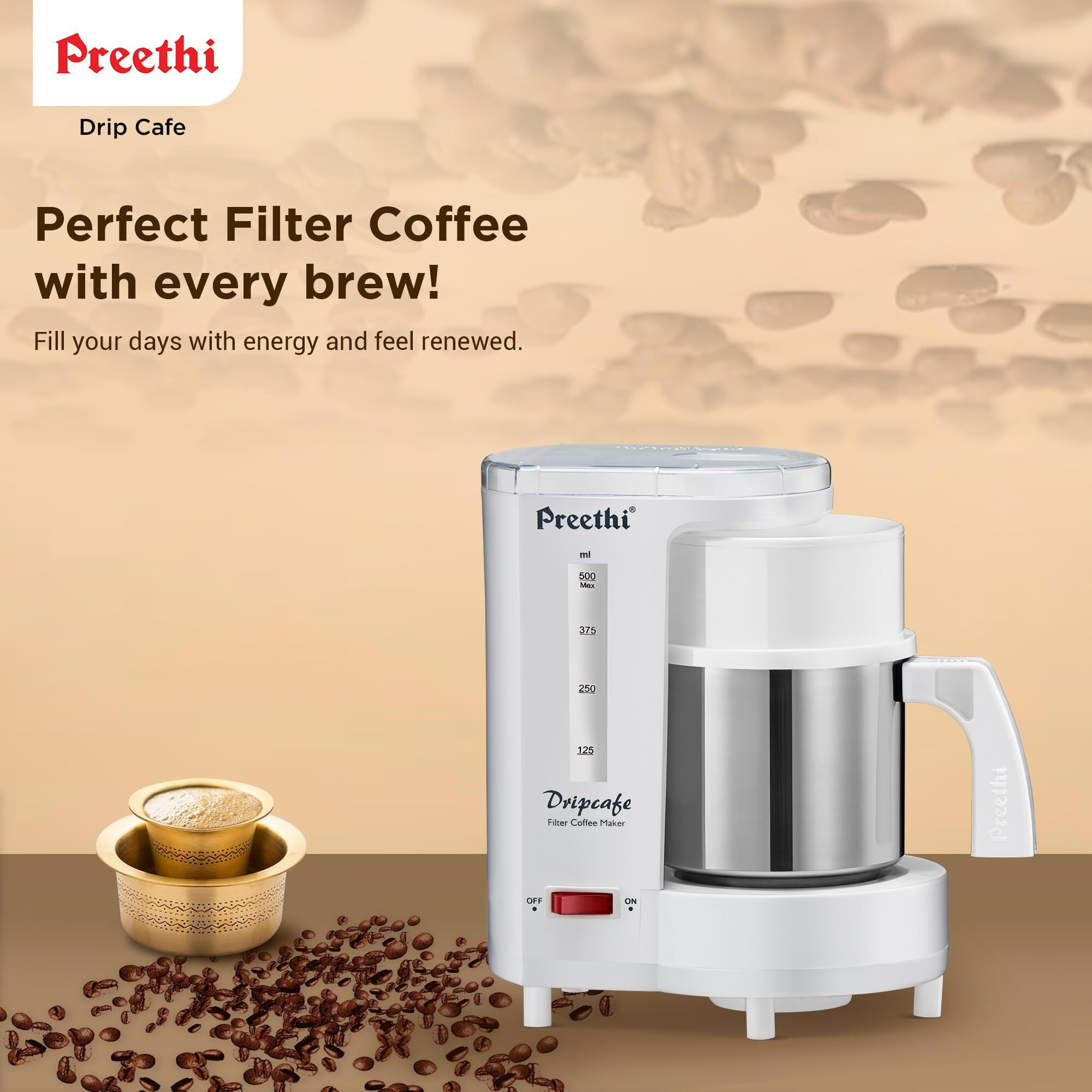 Preethi Dripcafe Coffee Maker (White)