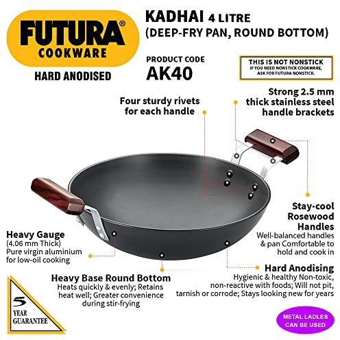 Futura Hard Anodised Deep-Fry Pan 4 L, 26 cm, 4.06 mm