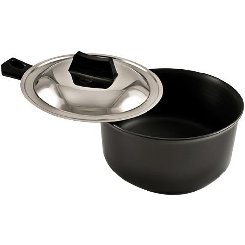 Hawkins Futura 2.25 Litre Saucepan, Hard Anodised Sauce Pan with Stainless Steel Lid, Cooking Pot with Long Handle, Black (AS225S)