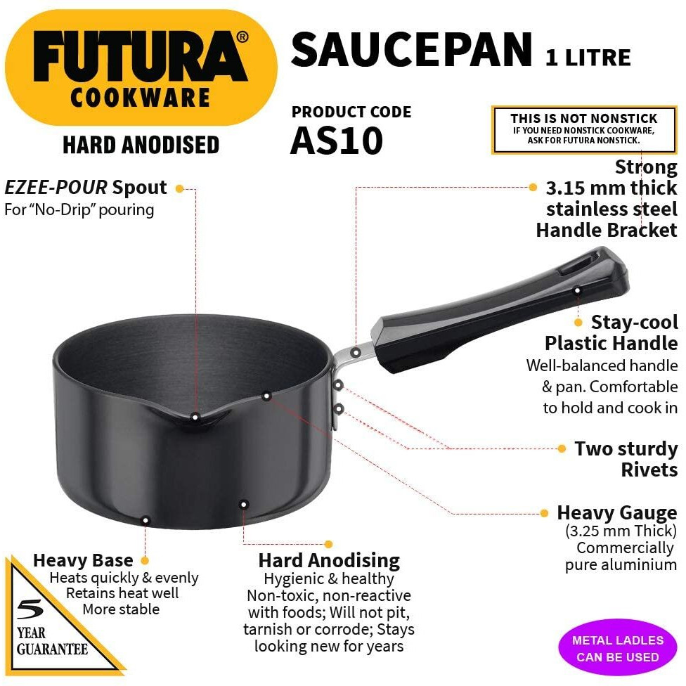 Futura Hard Anodised Ezee-Pour Saucepan 1 litre without lid