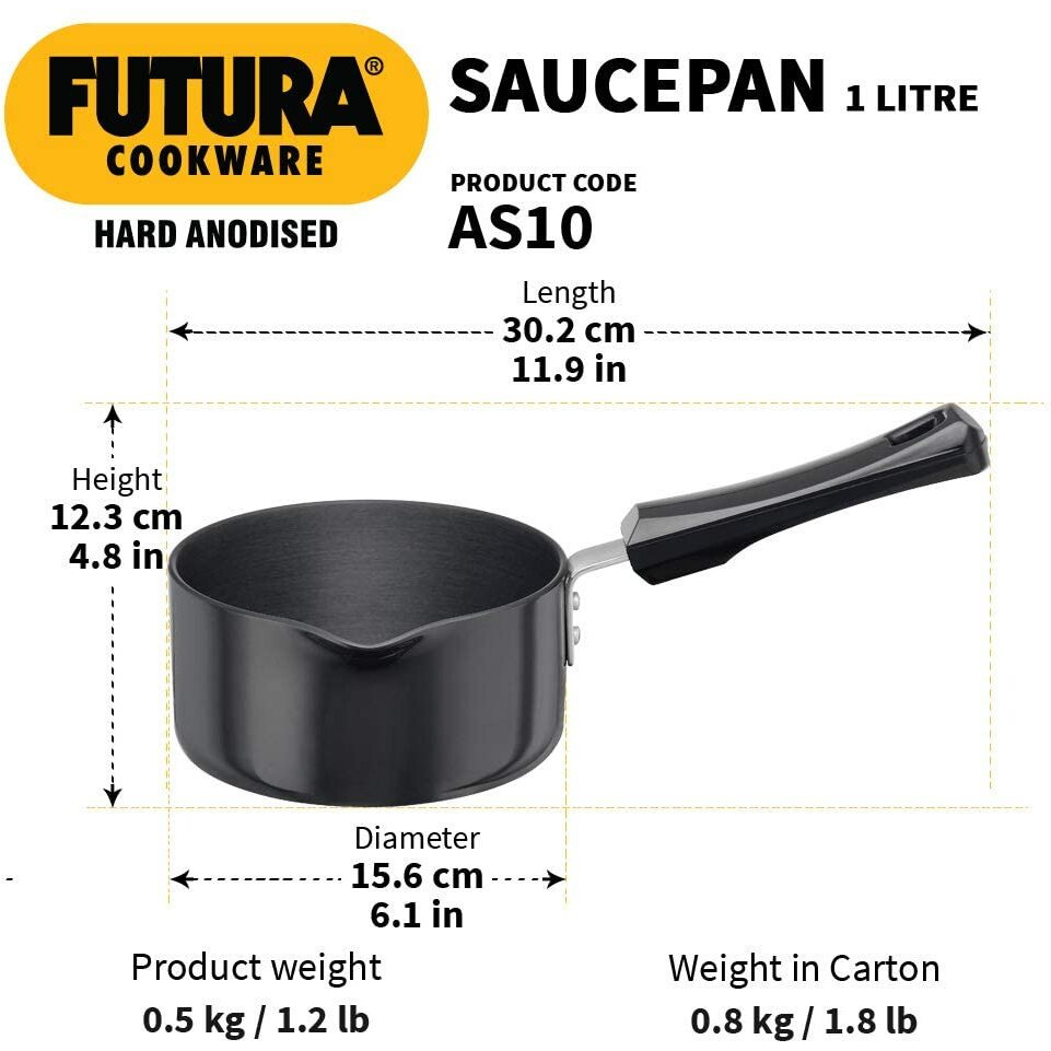 Futura Hard Anodised Ezee-Pour Saucepan 1 litre without lid