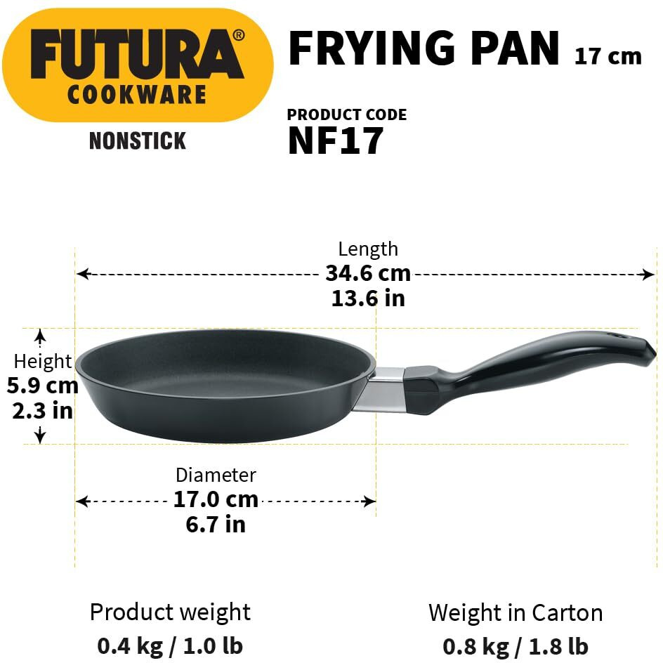 Hawkins Futura 17 cm Frying Pan, Non Stick Fry Pan, Small Frying Pan, Black (NF17)