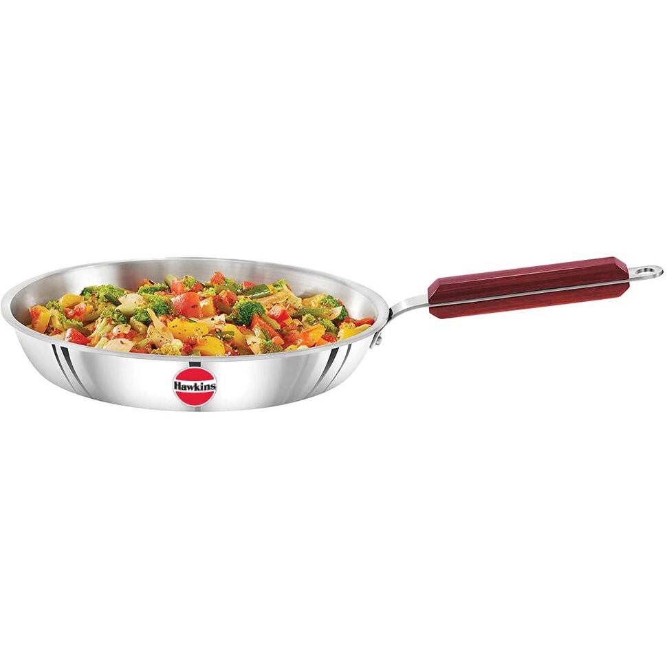 Hawkins 24 cm Frying Pan, Triply Stainless Steel Fry Pan, Induction Frying Pan, Frypan, Silver (SSF24)