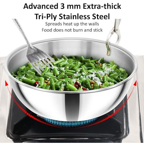 Hawkins 2.5 Litre Metro Kadhai, Triply Stainless Steel Induction Tasla, Silver (SSTA25)