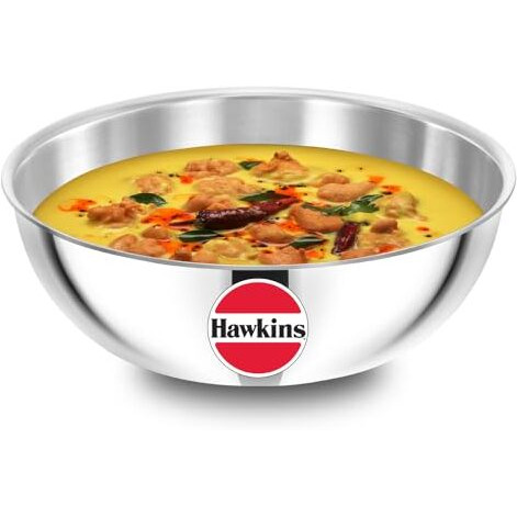 Hawkins 4 Litre Metro Kadhai, Triply Stainless Steel Induction Tasla, Silver (SSTA40)