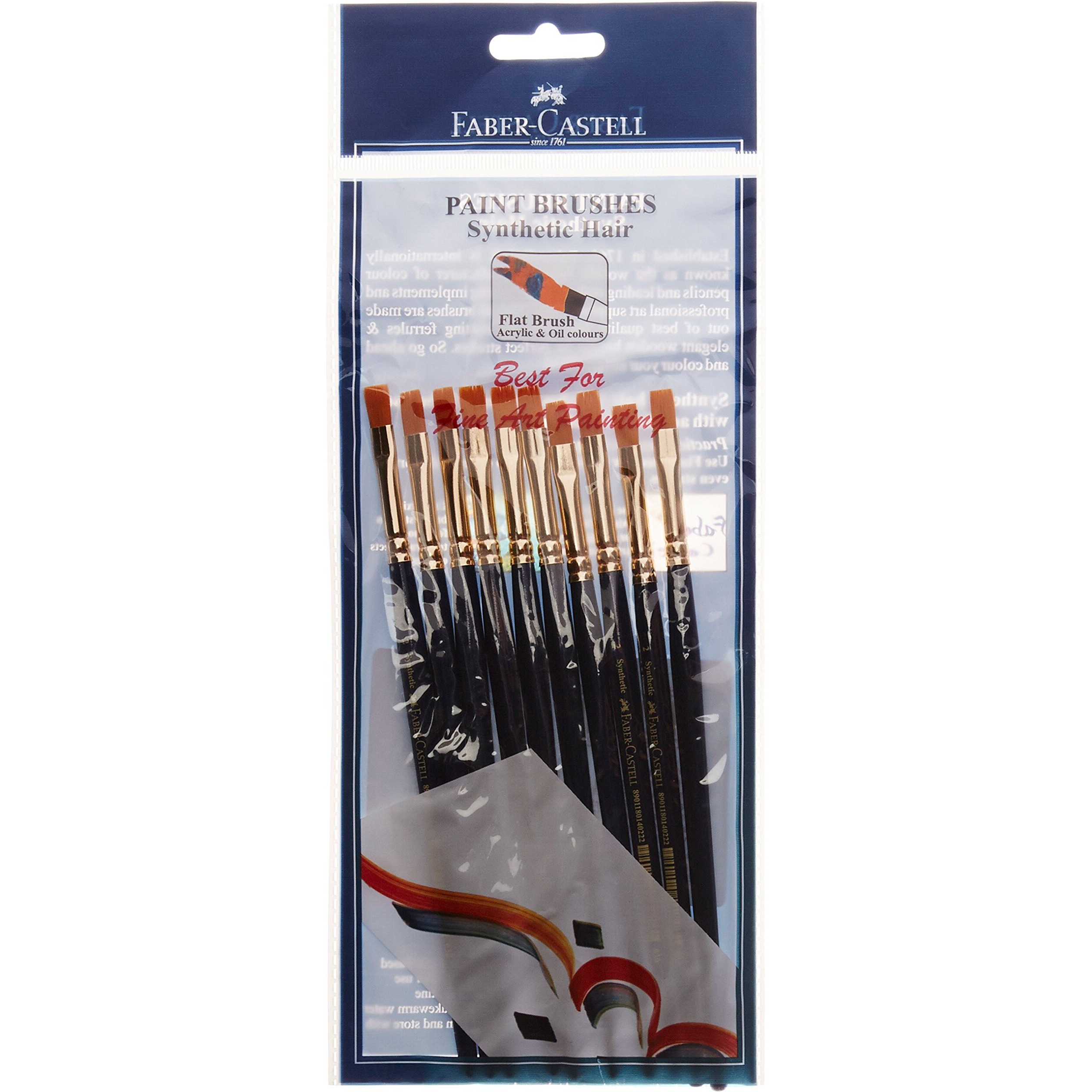 Faber-Castell Paint Brush - Synth Hair Flat, Size-2 (Pack of 10)