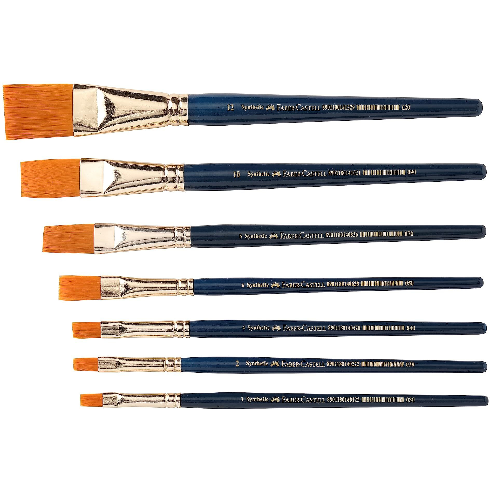 Faber-Castell Paint Brush Set - Flat, Pack of 7 (Navy Blue)