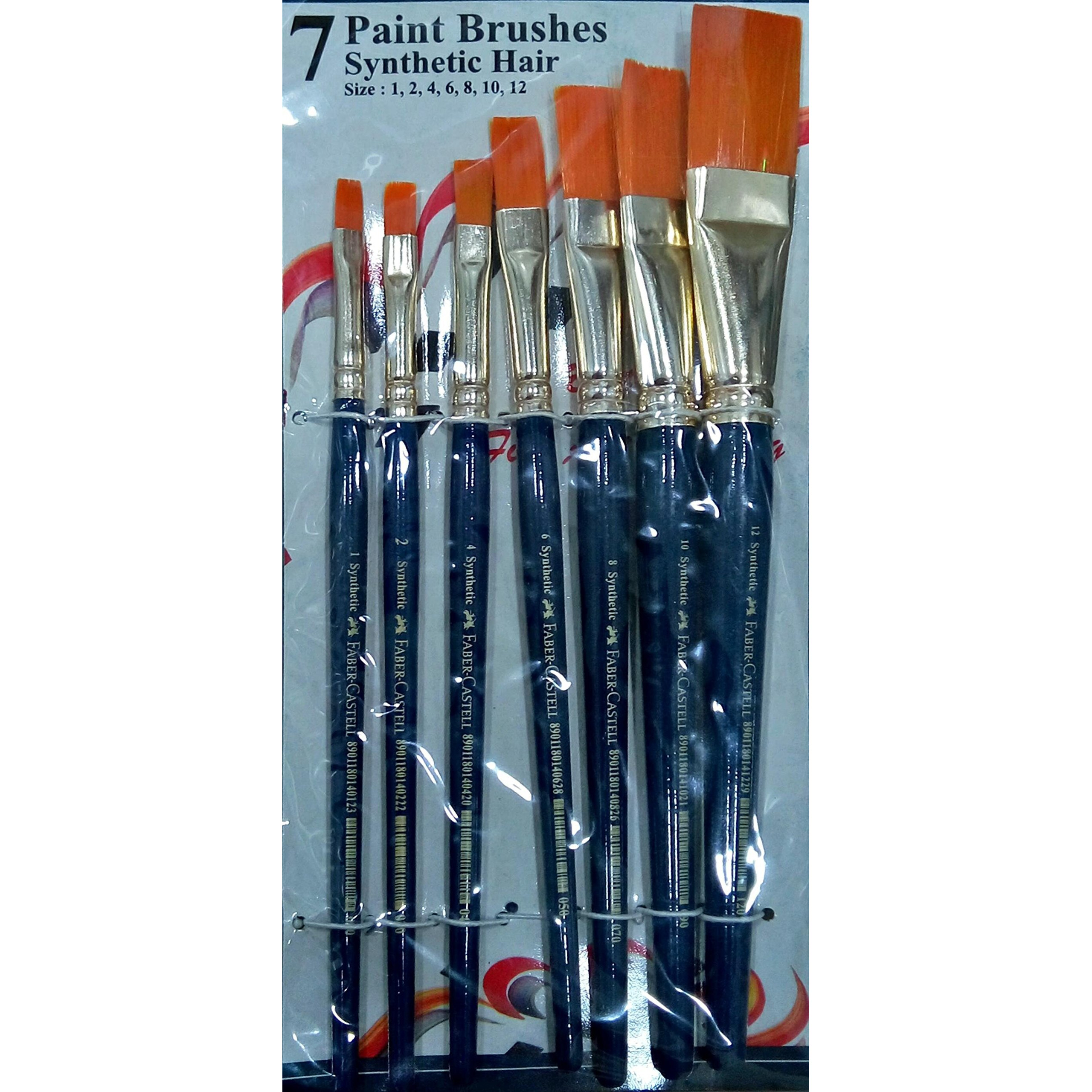 Faber-Castell Paint Brush Set - Flat, Pack of 7 (Navy Blue)