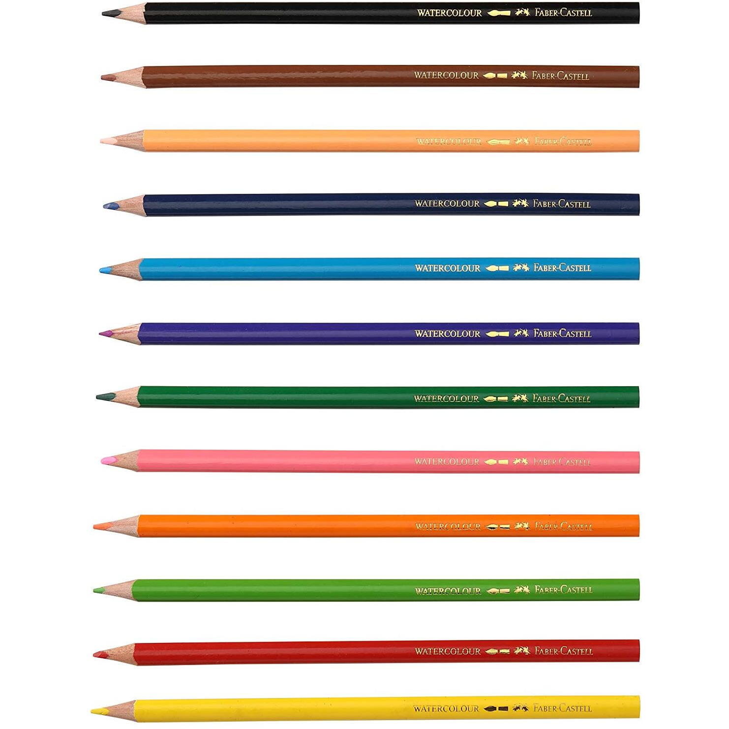 Faber-Castell Water Color Pencils with Paint Brush - Pack of 12 (Assorted)