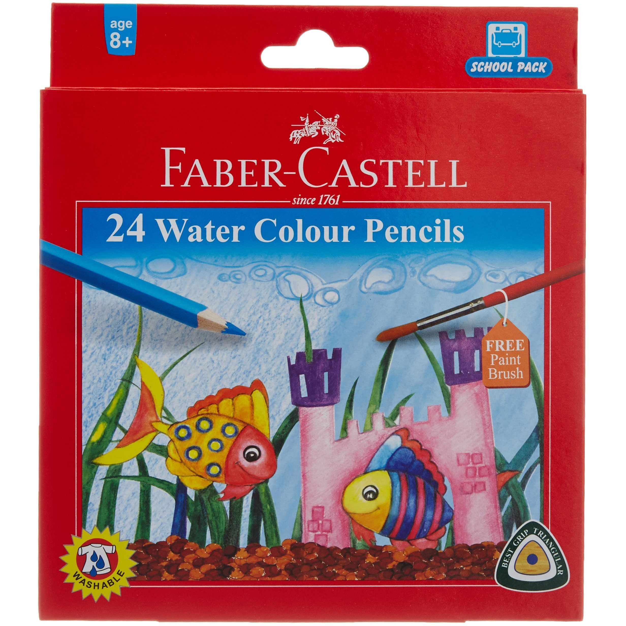 Faber-Castell Water Color Pencils with Paint Brush - Pack of 24 (Assorted)