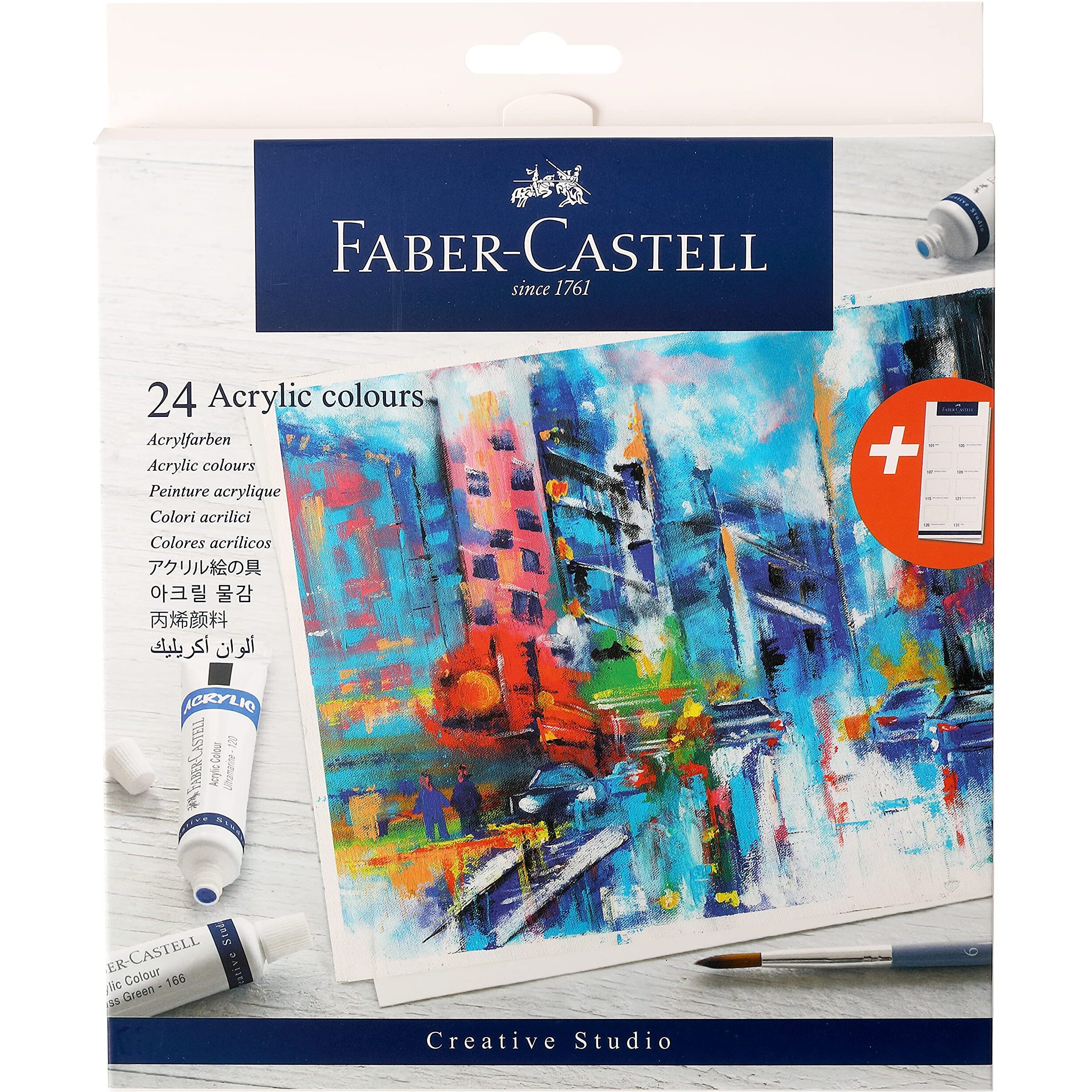 Faber-Castell 379024 CS Acrylic Colours 9ML Set of 24, Assorted