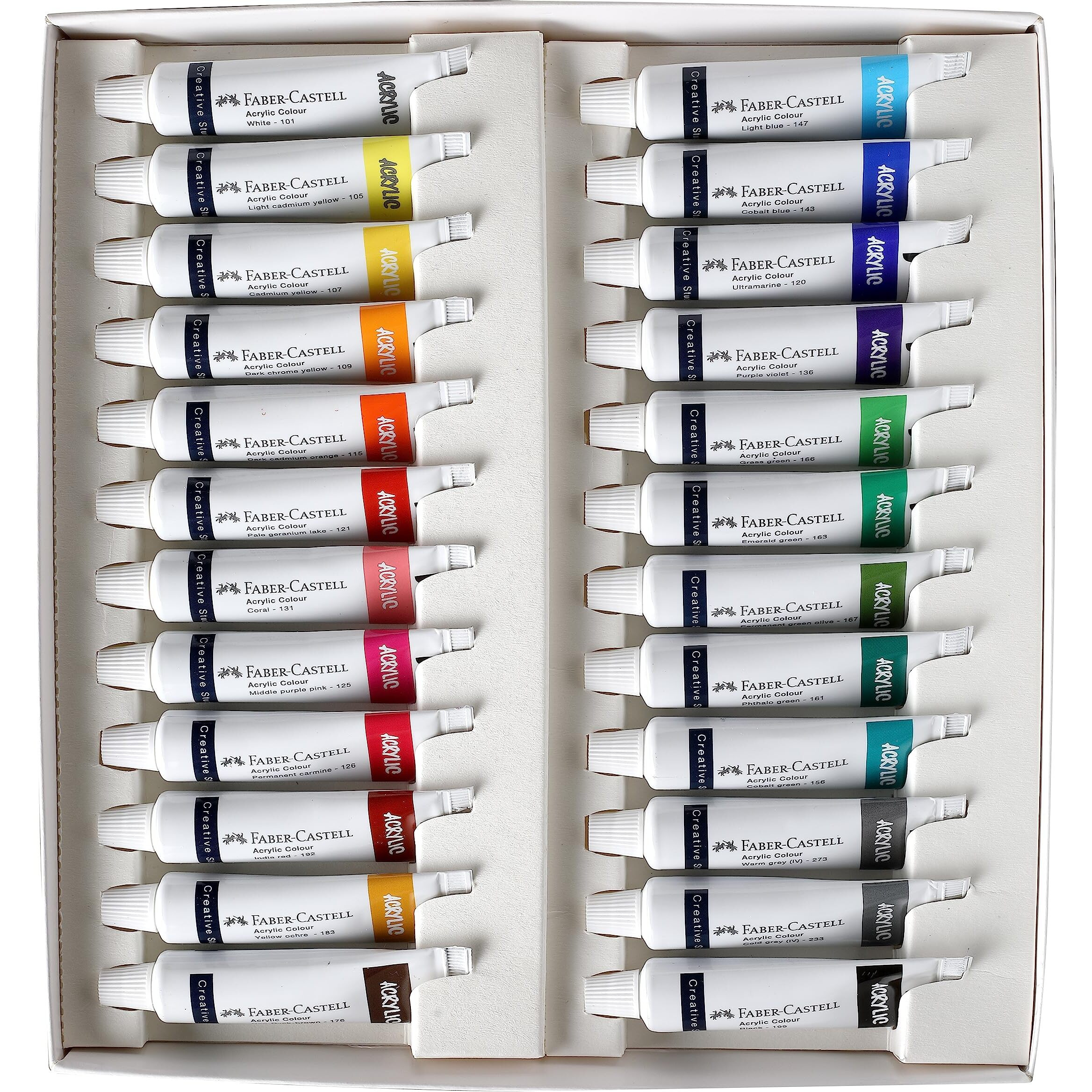 Faber-Castell 379024 CS Acrylic Colours 9ML Set of 24, Assorted