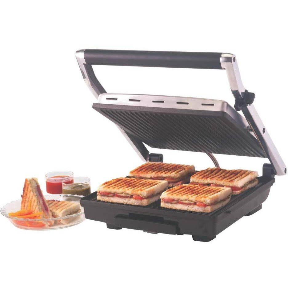 Borosil Super Jumbo 2000-Watt Grill Sandwich Maker, Black