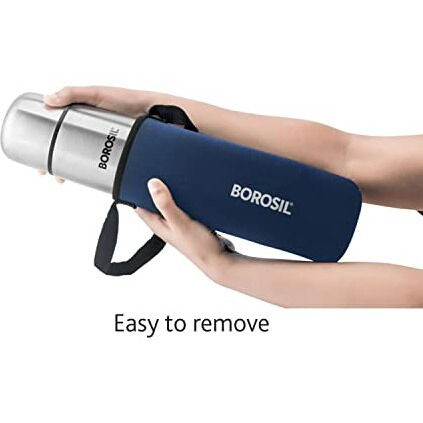 Borosil Hydra Thermo 500 ml Stainless Steel Water Bottle | Double Wall Vacuum Insulated Flask | 24 Hours Hot and Cold | Bottle for Office, Gym, School, Blue