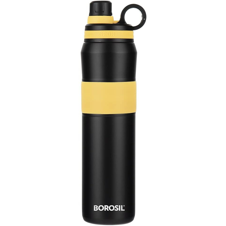 Borosil Hydra Thirst Burst Sunflower 800 ml Stainless Steel Water Bottle | Double Wall Vacuum Insulated Flask | 12 Hours Hot & Cold | Ideal for Personal & Corporate Gifting | 1 Year Warranty